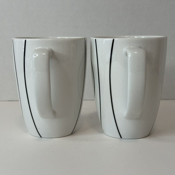 Corelle Corning Simple Lines Cup Set of 2, Square, Black Curved Lines On White - Picture 5 of 9
